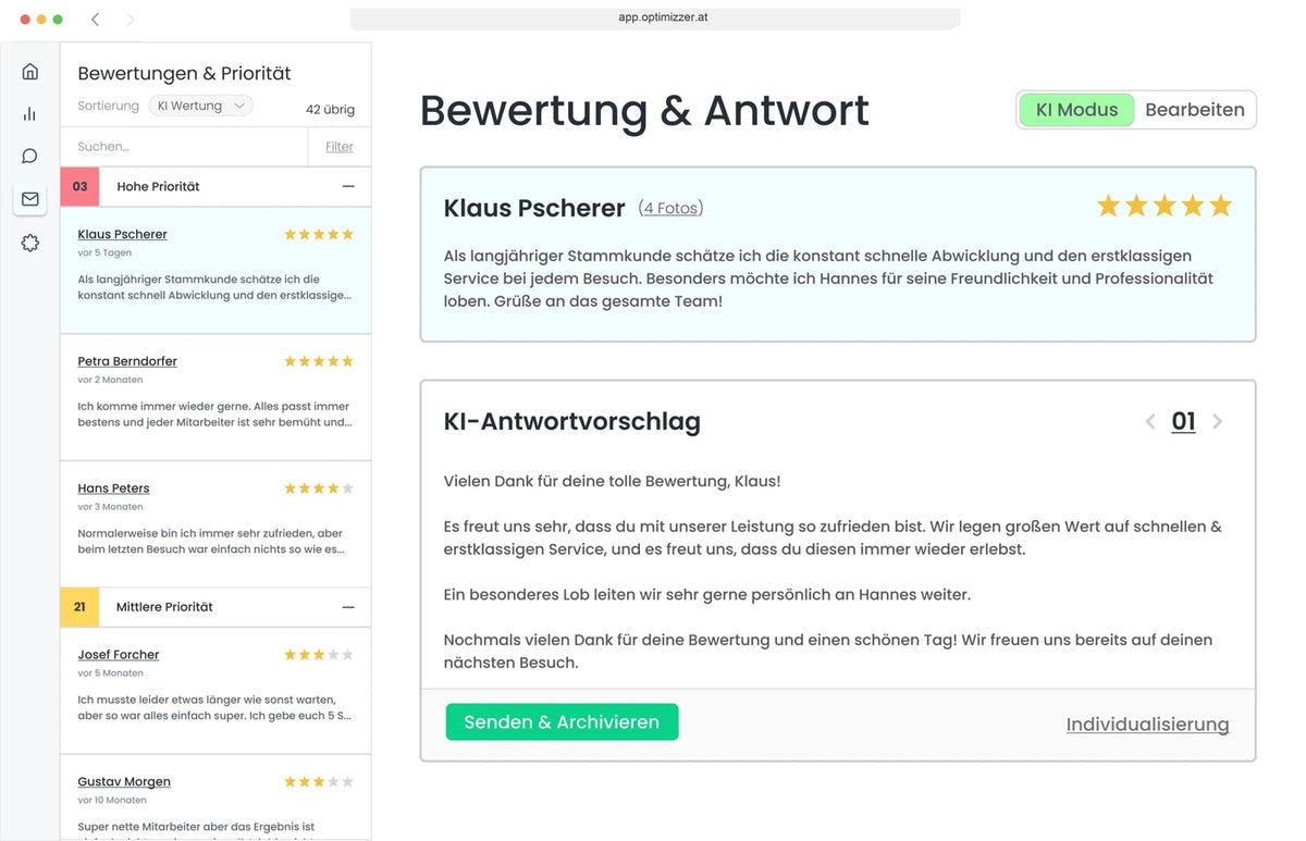 KI-Antworten in OPTIMIZZER
