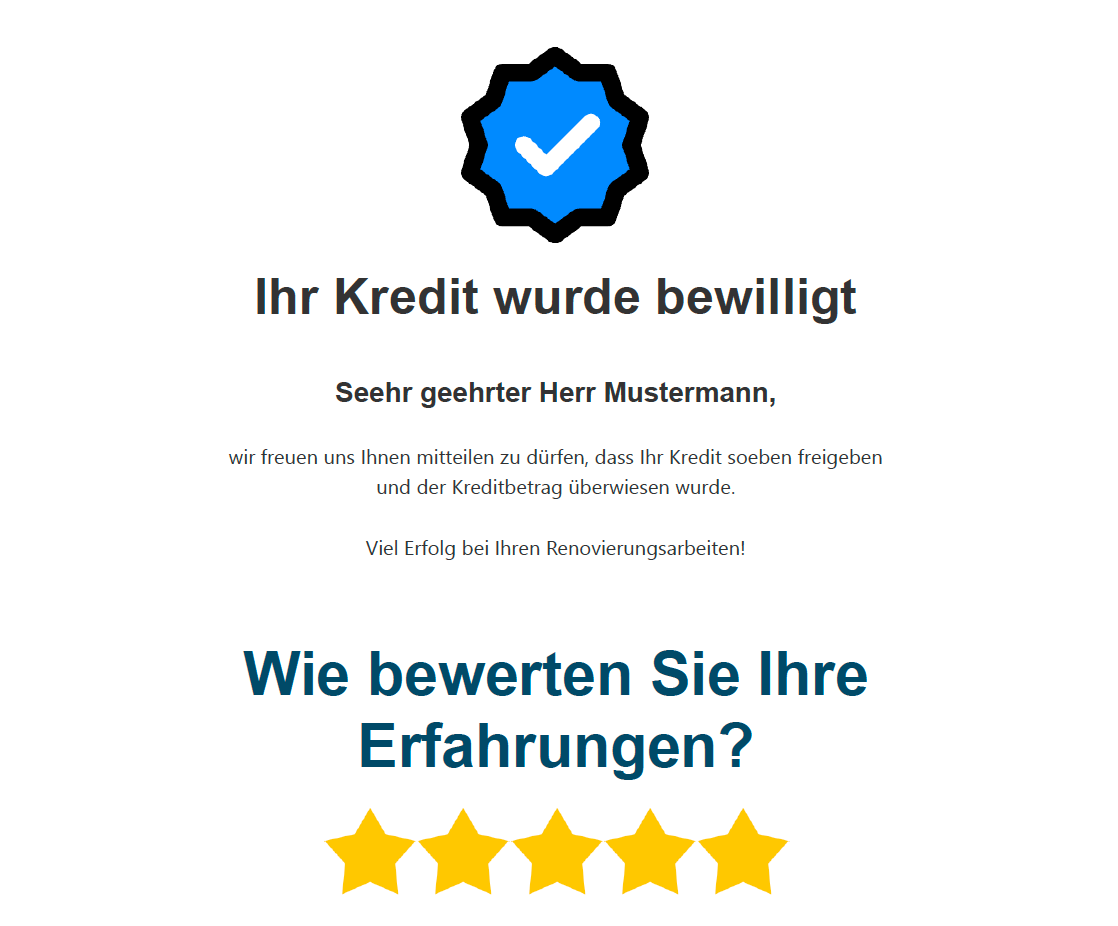 Beispiel einer Bestätigungs-E-Mail mit Bitte um Bewertung